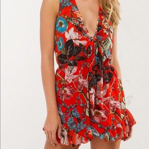 NWOT Akira Chicago orange printer romper